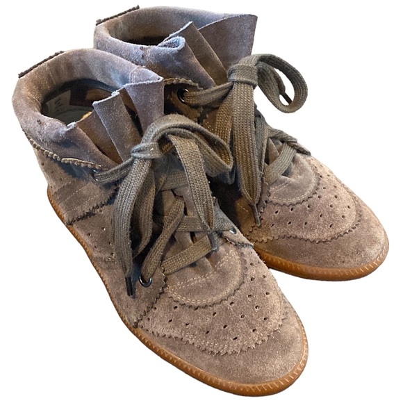 Isabel Marant Bobby Leather Sneakers Suede Nubuck Ankle Lace Up Booties 38 8 - Picture 2 of 14